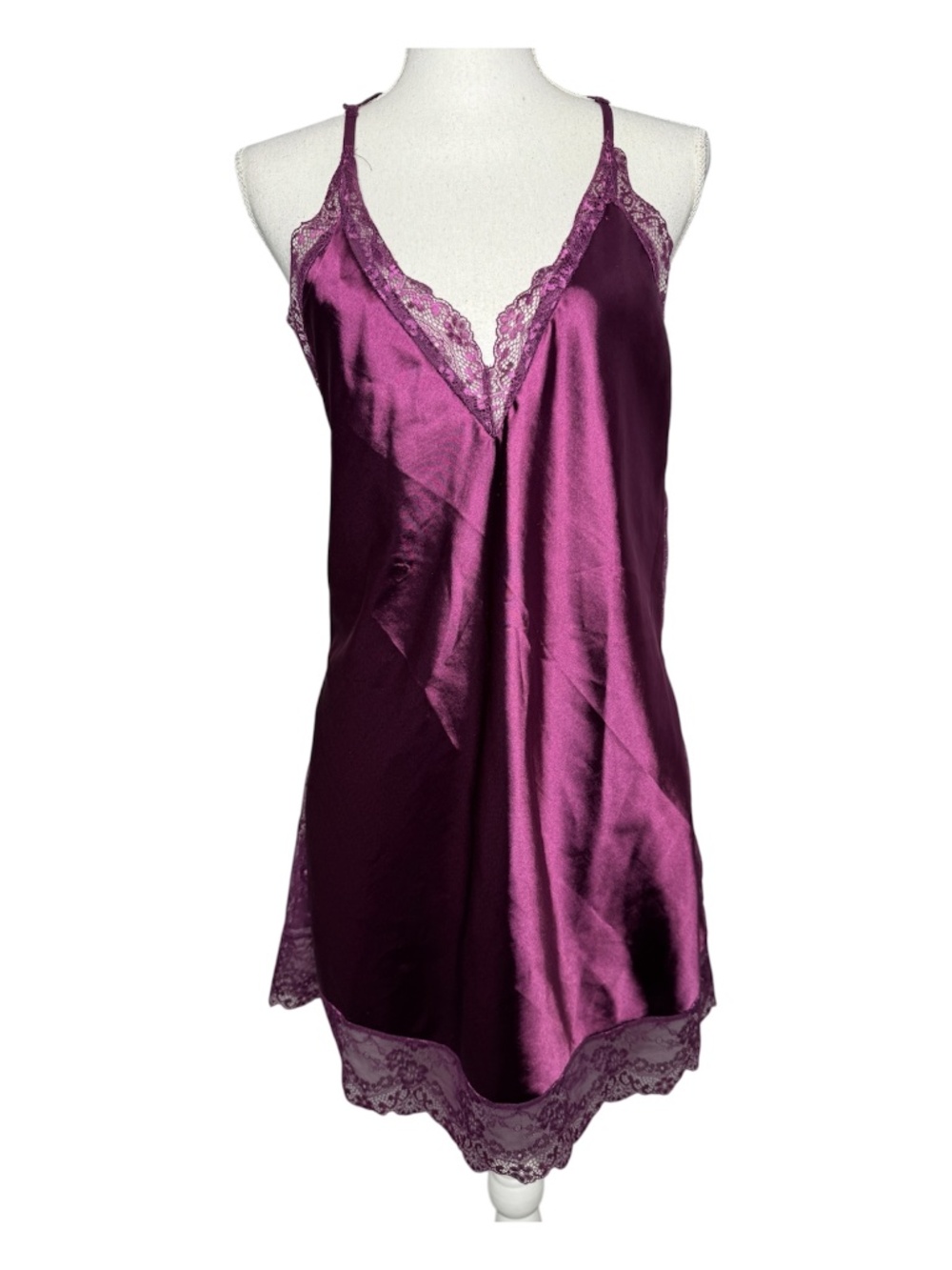 Avidlove satin and lace racerback chemise nightgown Large purple sleepware